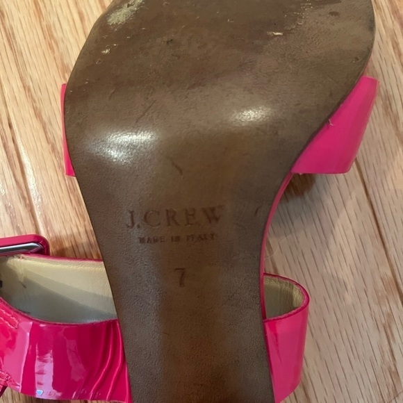 J. Crew Sydney Hot Pink Patent Leather Block Heel Sandals Size 7 - Picture 10 of 10